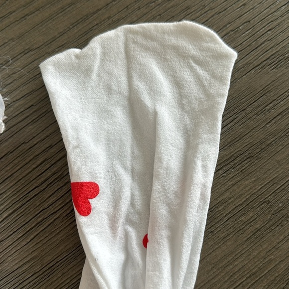 Adorable thigh high stocking with hearts, lace and ribbon. Size Small - Picture 3 of 5